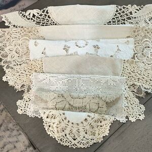 Vintage Crochet & Lace Dollie Lot in Cream